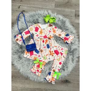 Christmas Cookie Boutique Ruffle Legging Set Size 6/12 month‎